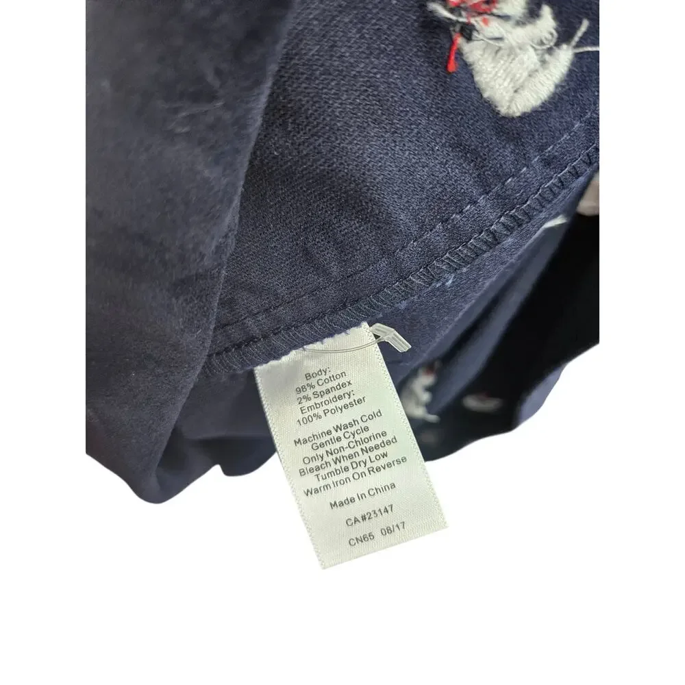 NEW Talbots 14 Navy Blue Embroidered Polar Bear Pencil Skirt Preppy Velvet
